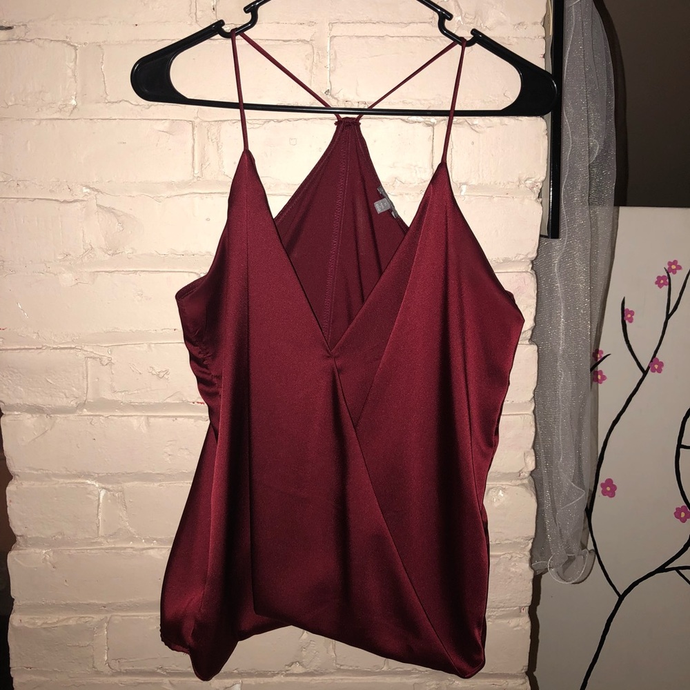 Sexy Charolette Russe Burgundy Silk Blouse♥️